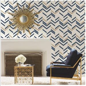 Navy and gold peel and stick wallpaper